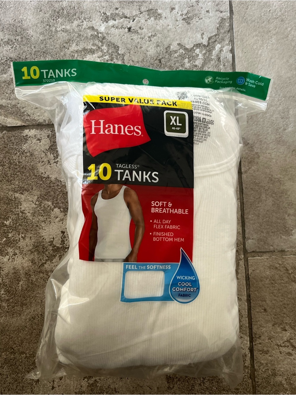 Hanes White Men’s Tagless Tank Tops (10-Pack) Size XL